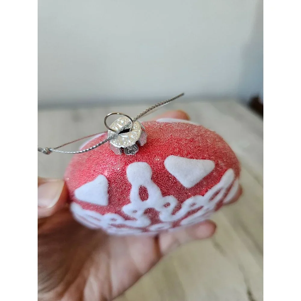 Sugared snowflake red velvet glass ornament unique‎ Xmas tree